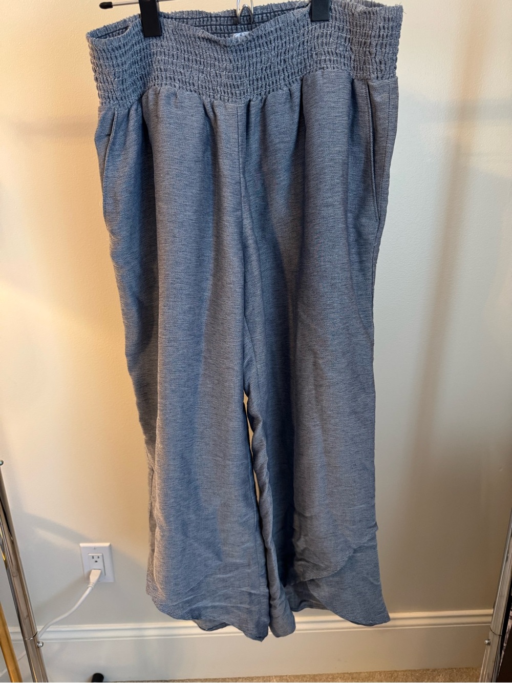Carve Designs Wide-Leg Smocked Waist Pants - Heather Blue